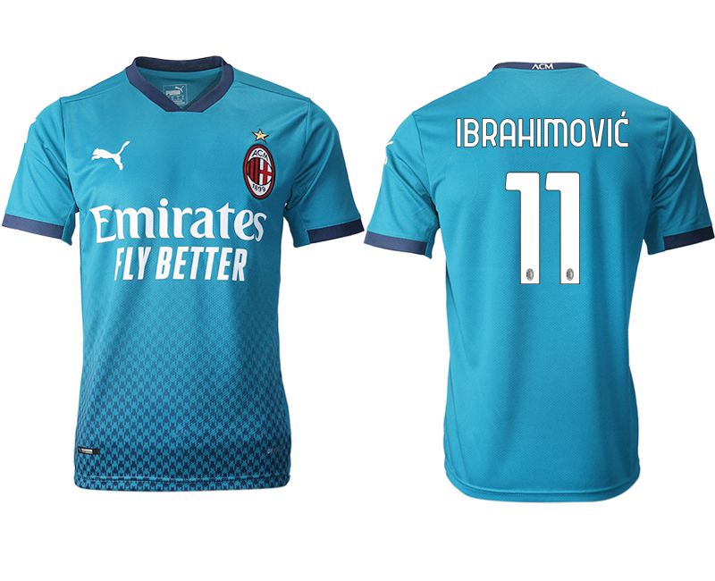 Men 2020-2021 club AC milan away aaa version #11 blue Soccer Jerseys